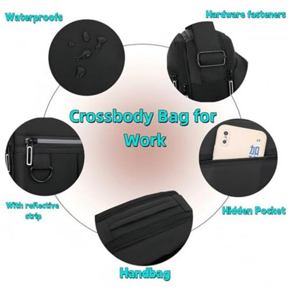 Waterproof Messenger Bag for Men Casual Shoulder Crossbody Bag for Work - Picture 5 of 6